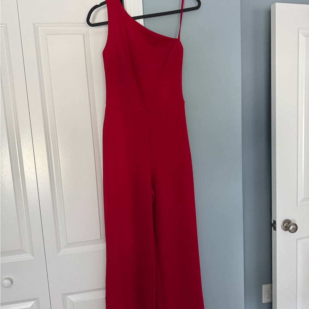 Elegant Red One-Shoulder Jumpsuit